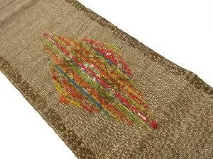 手織り真綿紬抽象菱模様織出し名古屋帯